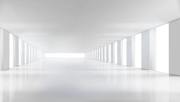 Long Hall Avec Les Fenêtres Illustration Vectorielle — Image vectorielle
