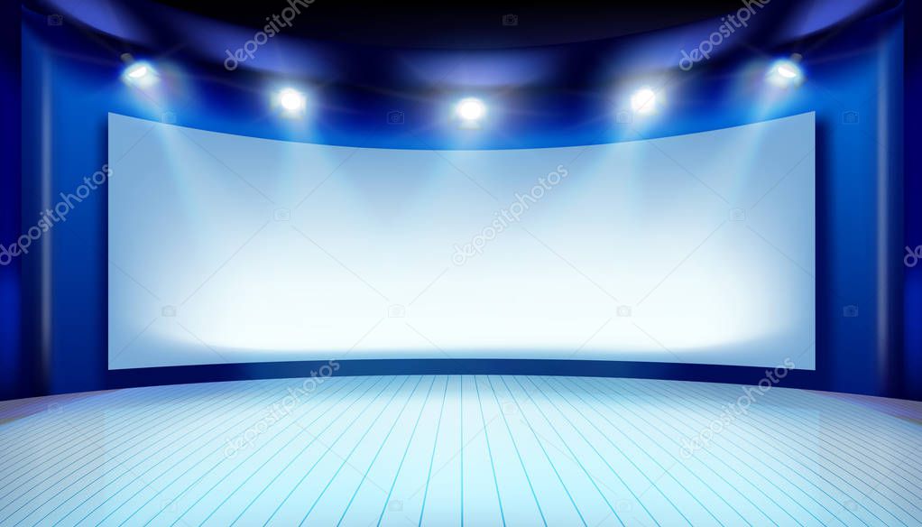 Show on the stage. Projection screen. Vector illustration.