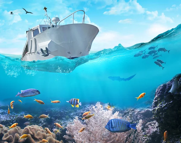 Kleine Vissersboot Oceaan Illustratie — Stockfoto