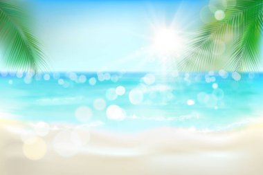 Tropikal bir plaj manzarası. Vektör çizim. 