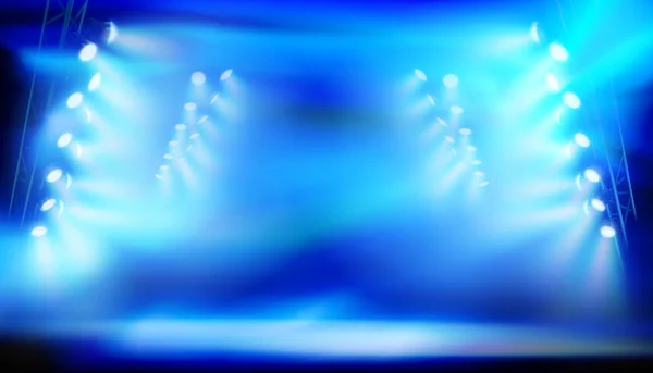 Сцена Освітлена Прожекторами Під Час Шоу Великому Стадіоні Векторні Ілюстрації — стоковий вектор