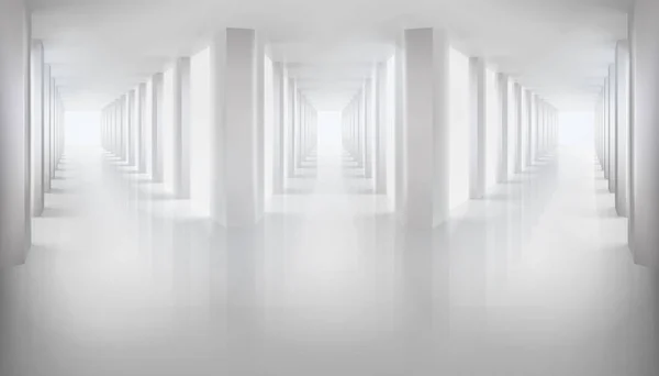 Довгі коридори. Порожній зал. Векторні ілюстрації . — стоковий вектор