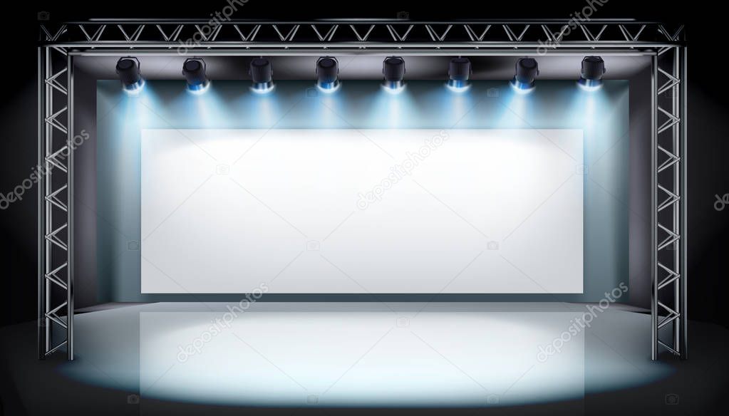 Show on the stage. Art gallery. Vector illustration.