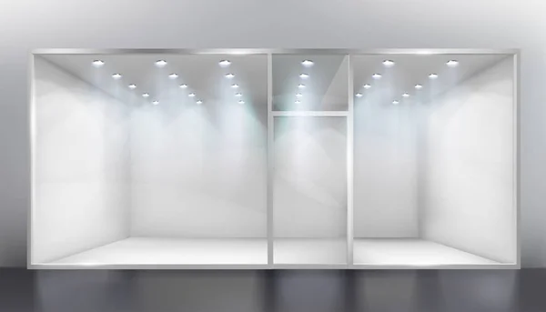 Illuminated Show Window Shop Empty Space Exhibition — Stock Vector
