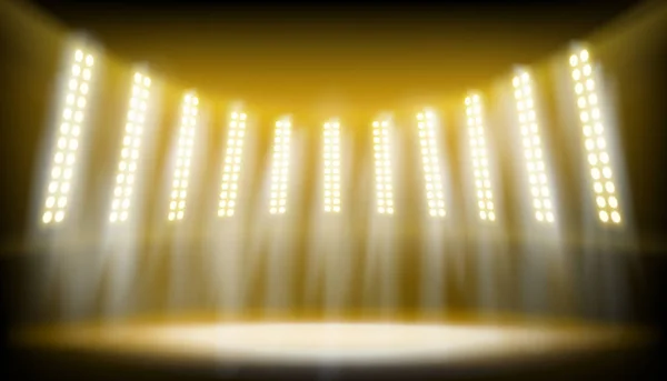 Escenario iluminado en el estadio. Ilustración vectorial . — Vector de stock