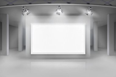 Sanat Galerisinde sergi. Vektör Illustration.