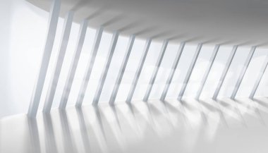 Boş iç mekan. Güneş ışınları aydınlatıyor. Vektör Illustration.