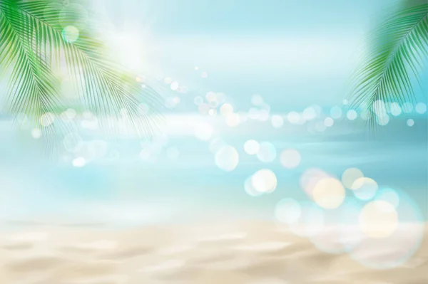 Güneşli plaj manzarası. Vektör Illustration. — Stok Vektör