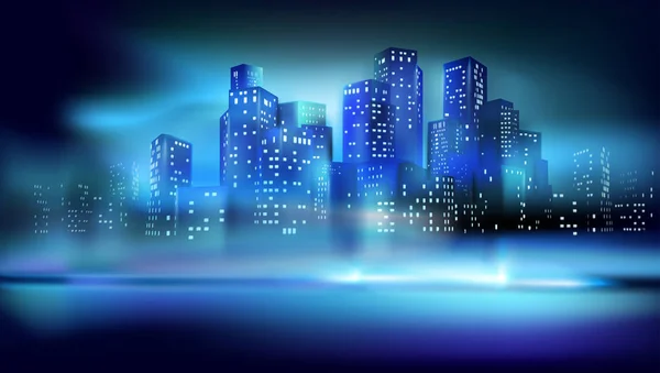 Panorama de la ville la nuit. Illustration vectorielle . — Image vectorielle