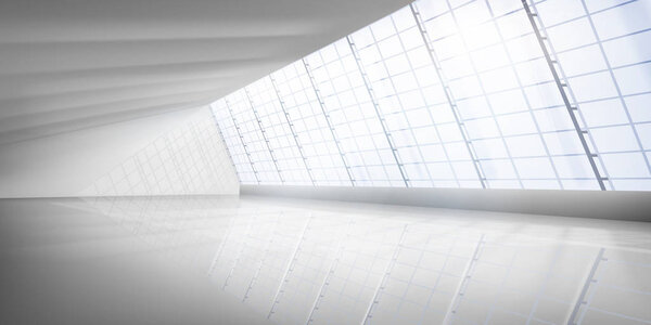 Empty interior. Illuminating sun rays. Vector illustration.