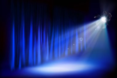 sahne perdesi ile tiyatro konser salonu. vektör çizim.