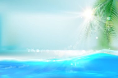 Tropikal plaj manzarası. Vektör çizim. 