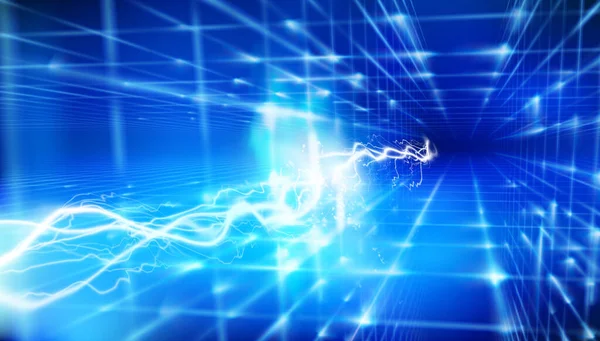 Connexion Données Virtuelle Énergie Électrique Éclairage Thermique Effets Lumière Illustration — Image vectorielle
