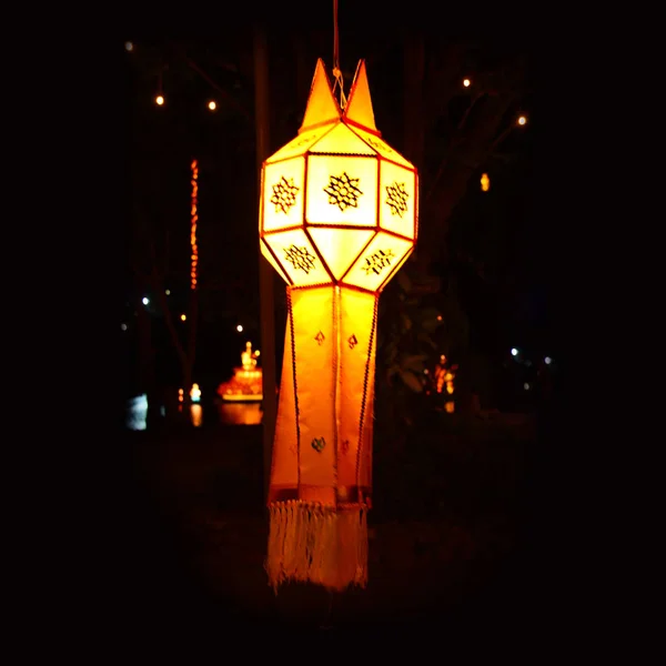 Décorer Les Lanternes Dans Parc Nuit — Photo