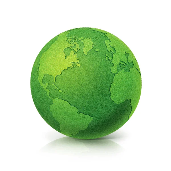 生态绿色地球南北地图在白色背景 — 图库照片