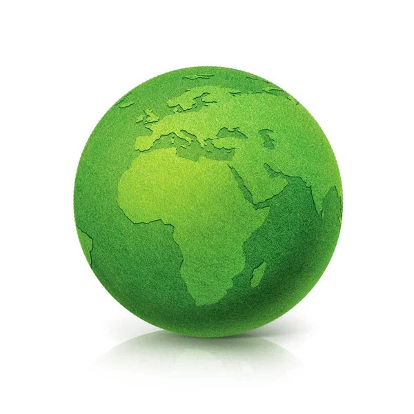 生态绿色地球欧洲和非洲地图在白色背景 — 图库照片
