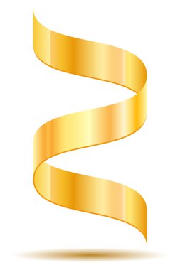 Beyaz arka plan üzerinde izole altın şerit gerçekçi vektör çizim