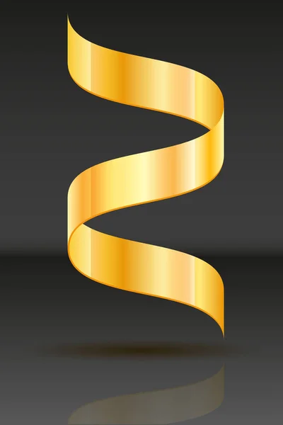 Золота Стрічка Реалістична Векторна Ілюстрація Ізольована Чорному Фоні — стоковий вектор