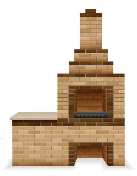 Forno Barbecue Costruito Mattoni Vettoriale Illustrazione Isolato Sfondo Bianco — Vettoriale Stock