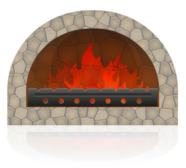 Burning Fire Fireplace Vector Illustration Isolated White Background — Stock Vector