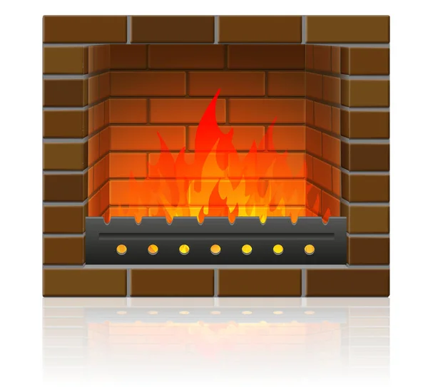 Burning Fire Fireplace Vector Illustration Isolated White Background — Stock Vector