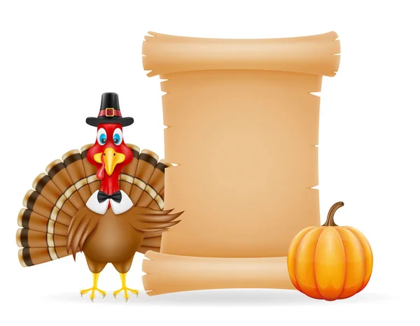 Thanksgiving Turkey Bird Vector Illustration Isolated White Background — Stock Vector