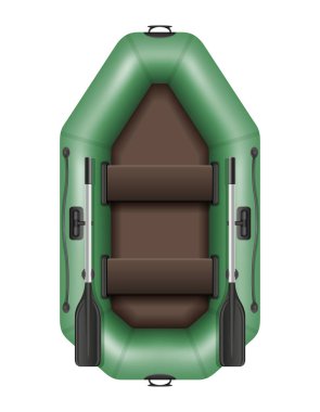 Şişirilebilir kauçuk tekne balıkçılık ve turizm vektör illüstrasyon izole beyaz arka plan üzerinde
