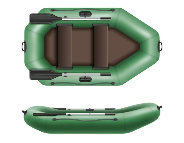 Opblaasbare Rubberboot Dobbert Voor Visserij Toerisme Vectorillustratie Geïsoleerd Witte Achtergrond — Stockvector