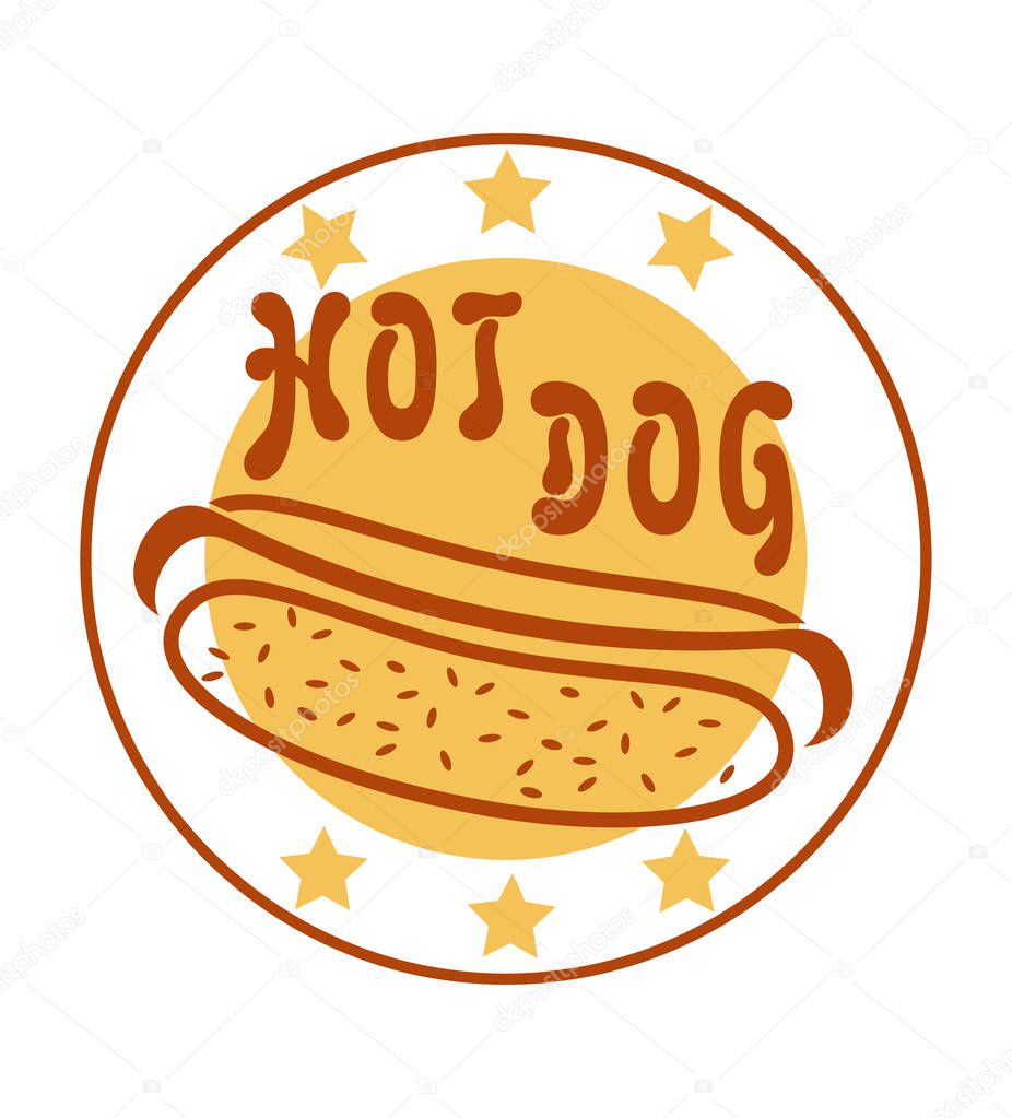 Logo hot dog for fast food vector illustration isolated on white background