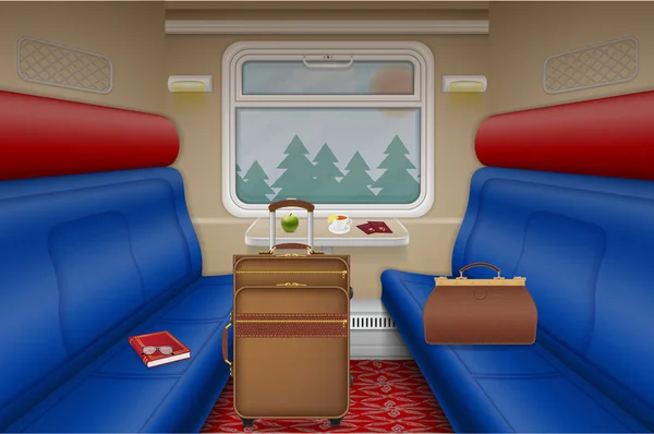 Compartimento Del Tren Vista Interior Vector Ilustración — Vector de stock