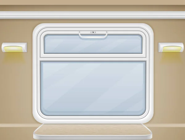 Fenêtre Table Dans Compartiment Train Illustration Vectorielle — Image vectorielle