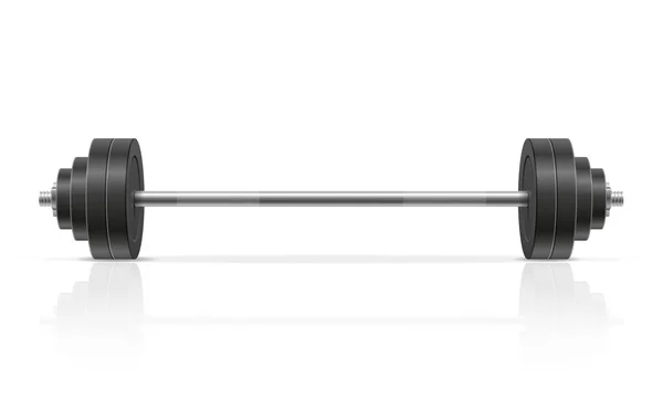 Metalen Barbell Voor Spier Gebouw Sportschool Vectorillustratie Grijze Achtergrond — Stockvector