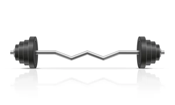 筋肉のジムのベクトル図で灰色の背景で建物の金属のバーベル — ストックベクタ