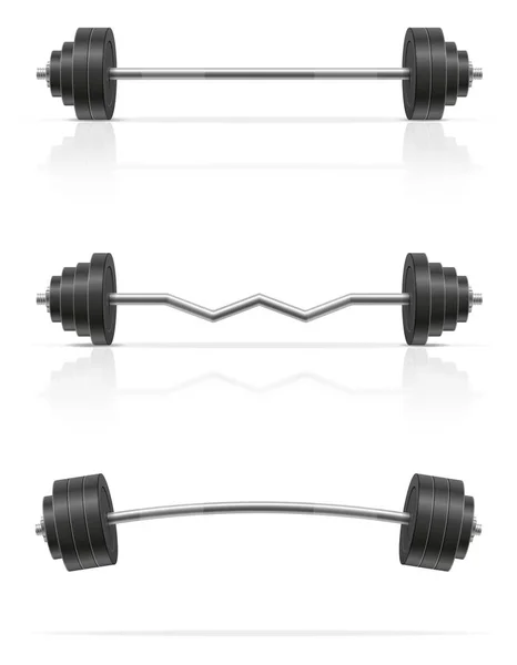 Metalen Barbell Voor Spier Gebouw Sportschool Vectorillustratie Grijze Achtergrond — Stockvector