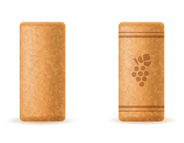 Sughero Sughero Bottiglia Vino Vettoriale Illustrazione Isolato Sfondo Bianco — Vettoriale Stock