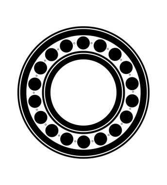 metal rulman siyah siluet anahat vektör illüstrasyon izole beyaz arka plan üzerinde