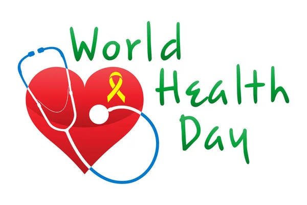 Világ egészségügyi nap logó szöveges banner vektoros illusztráció — Stock Vector