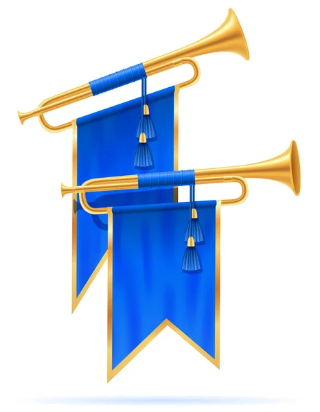 Roi trompette royale en corne d'or illustration vectorielle — Image vectorielle