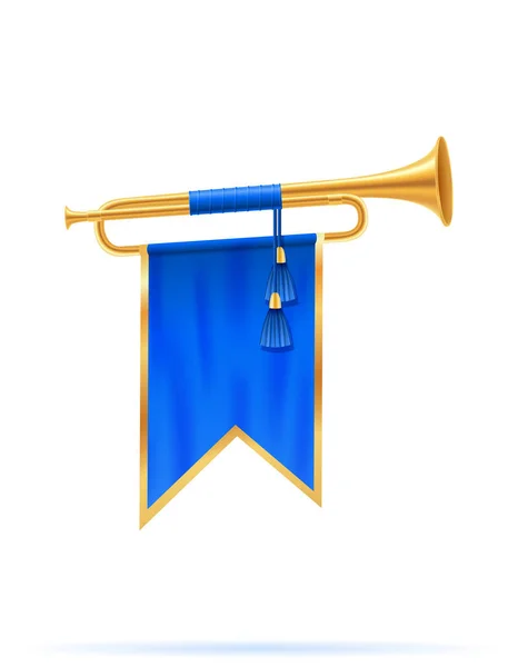 King royal golden horn trumpet vektorillustration — Stock vektor