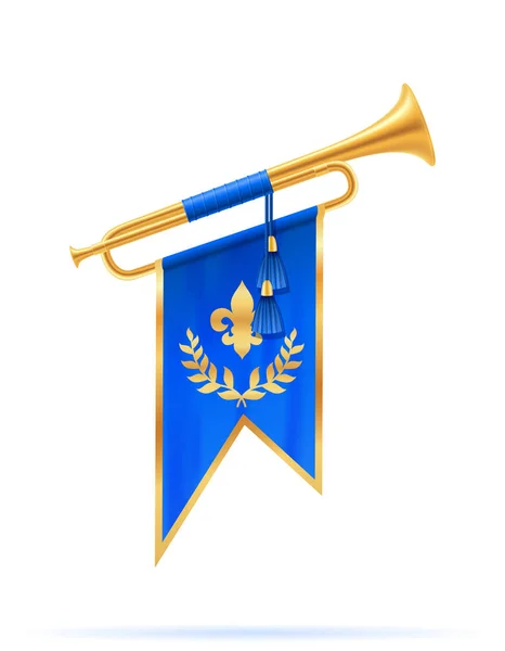 King royal golden horn trumpet vektorillustration — Stock vektor