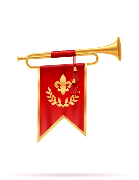 King royal golden horn trumpet vektorillustration — Stock vektor