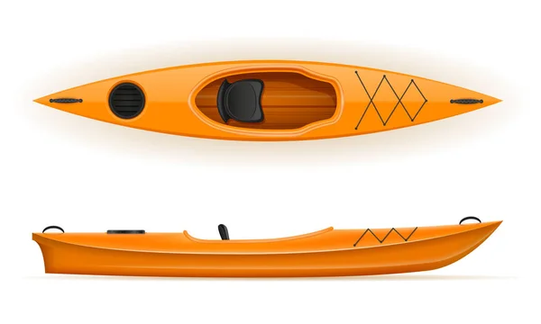 Kayak plástico para la pesca y el turismo vector ilustración — Vector de stock
