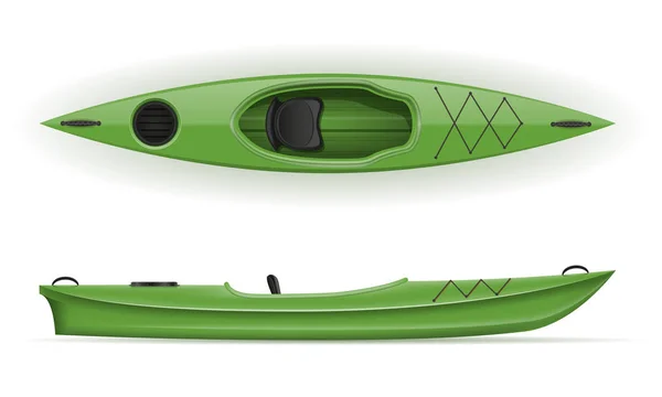 Kayak plástico para la pesca y el turismo vector ilustración — Vector de stock