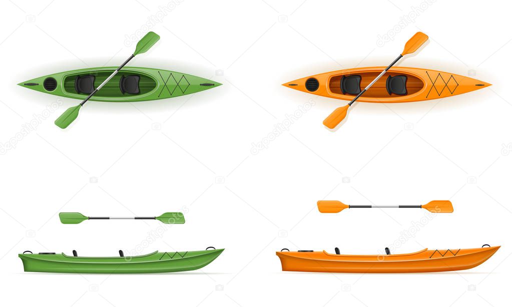 plastic kayak for fishing and tourism vector illustration