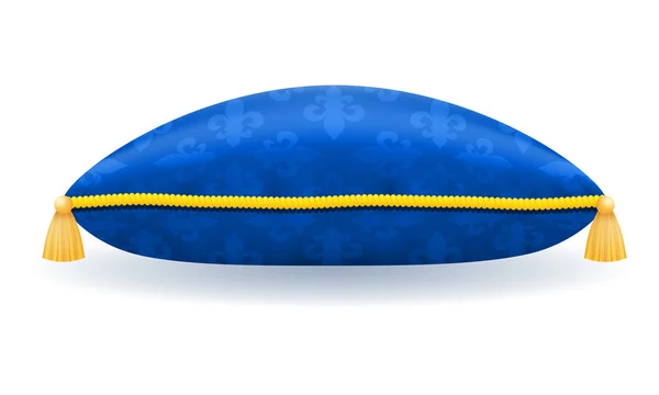 Синя атласна подушка з золотим мотузкою та маслами Векторні ілюстрації — стоковий вектор