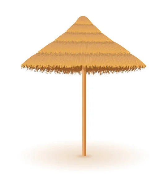Strand paraplu gemaakt van stro en riet voor schaduw vector illustreren — Stockvector