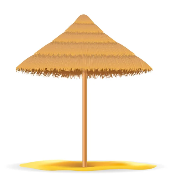 Strand paraplu gemaakt van stro en riet voor schaduw vector illustreren — Stockvector