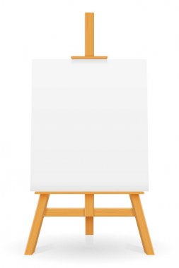 wooden easel for painting and drawing with a blank sheet of pape clipart