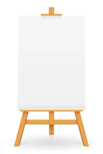 Wooden easel for painting and drawing with a blank sheet of pape — Stock Vector