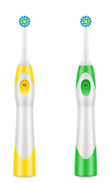 Elektrische tandenborstel voor het reinigen van tanden en hygiëne tandheelkundige dentis — Stockvector